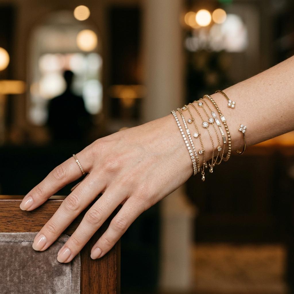 Gold Classic Round Tennis Bracelet